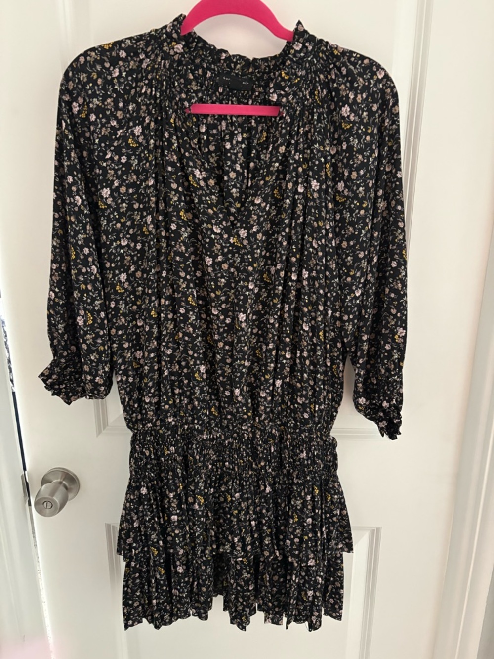 Current Air Black Floral Ruffled Mini Dress Size Medium